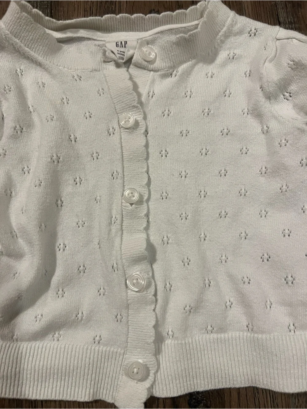 GAP Kids Cream Eyelet Button-Front Cardigan with Ruffle Cuffs